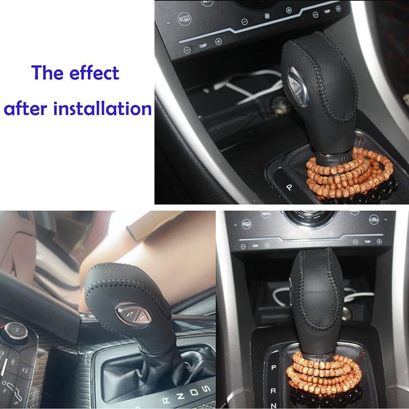 ACTOOLE Black Leather Gear Shift Knob Cover for Ford Focus 2012 2013 2014 2015 2016/ Ford Fiesta 2014 2015 2016 / Ford Fusion S/Fusion SE 2013 2014 2015 2016 / Fusion Gear Shift Cover/Accessories for Ford - Image 5